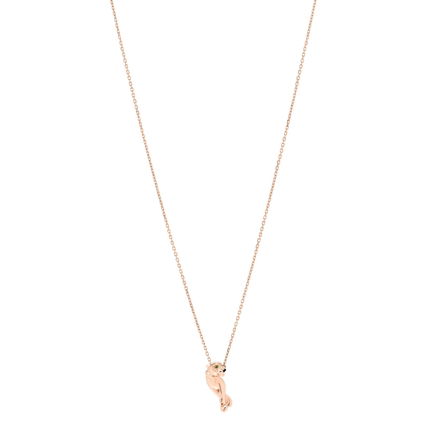 Cartier 18K Pink Gold Tsavorite Black Lacquer Panthère De Cartier Pendant Necklace 1 of 6
