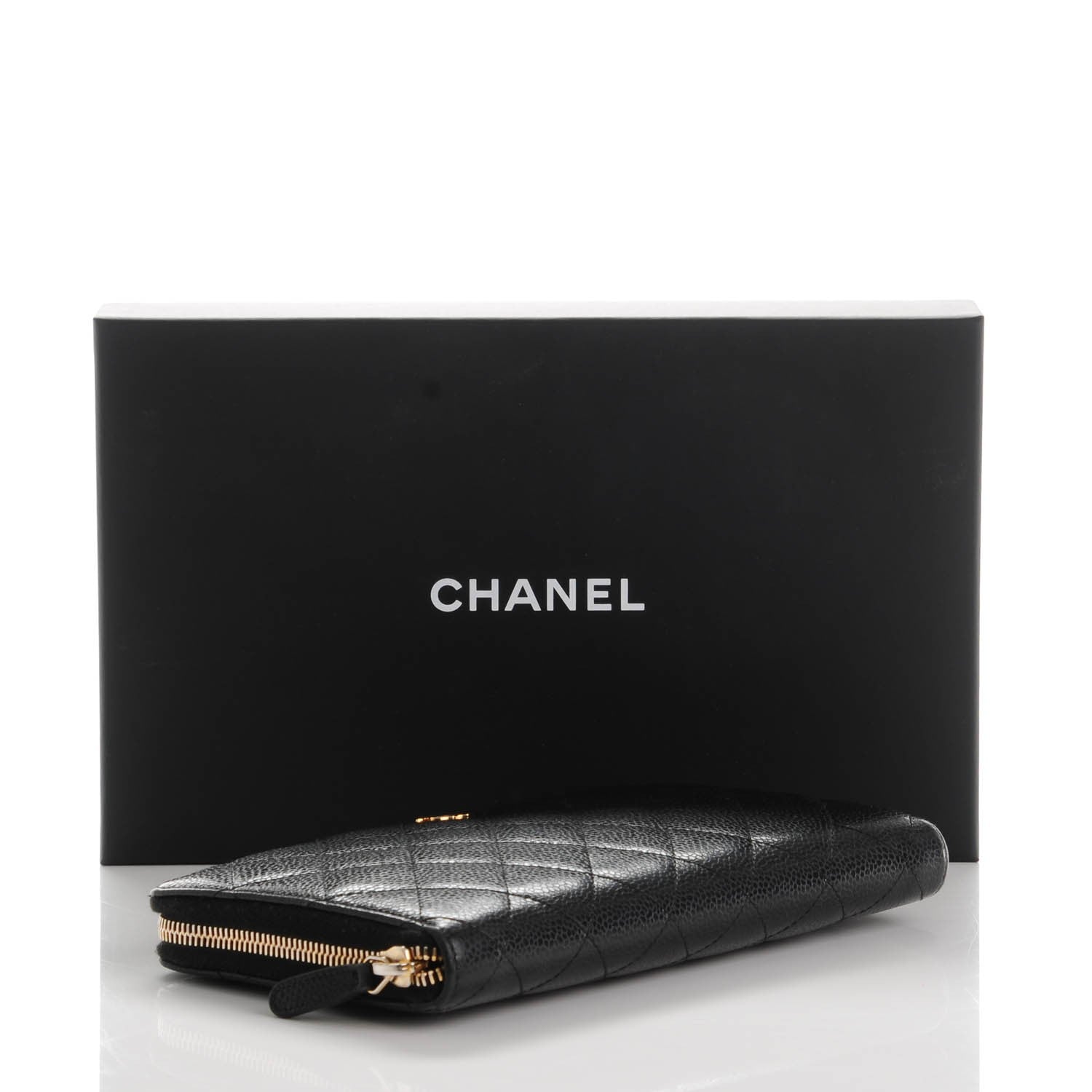 Chanel Caviar Quilted Large Zip Around Organizer Wallet Black 4 of 11