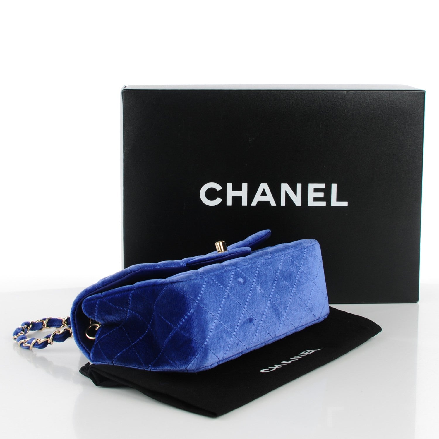 Chanel Velvet Quilted Mini Rectangular Flap Dark Blue 4 of 8