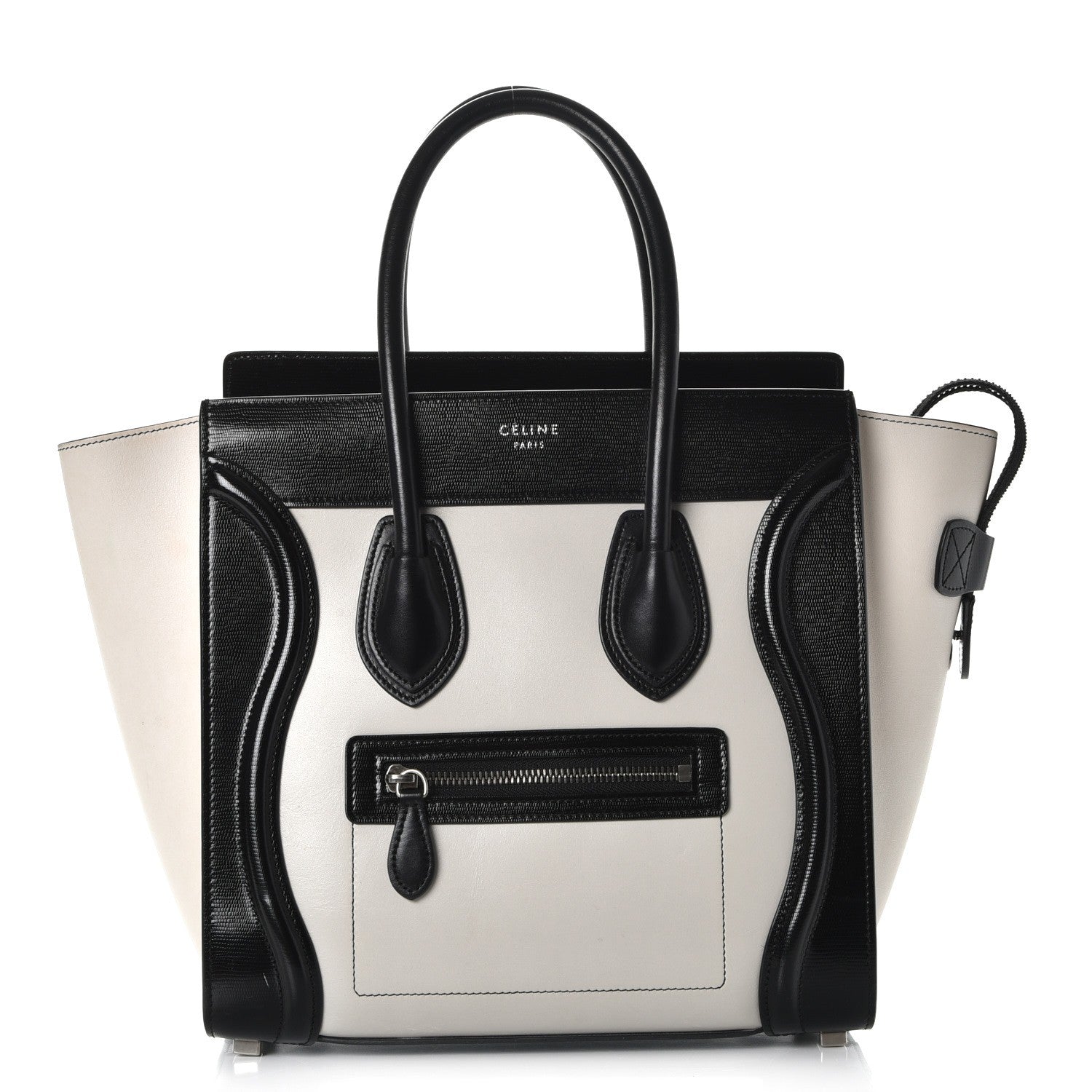 Celine Sleek Calfskin Micro Bi-Color Luggage Black White 1 of 12