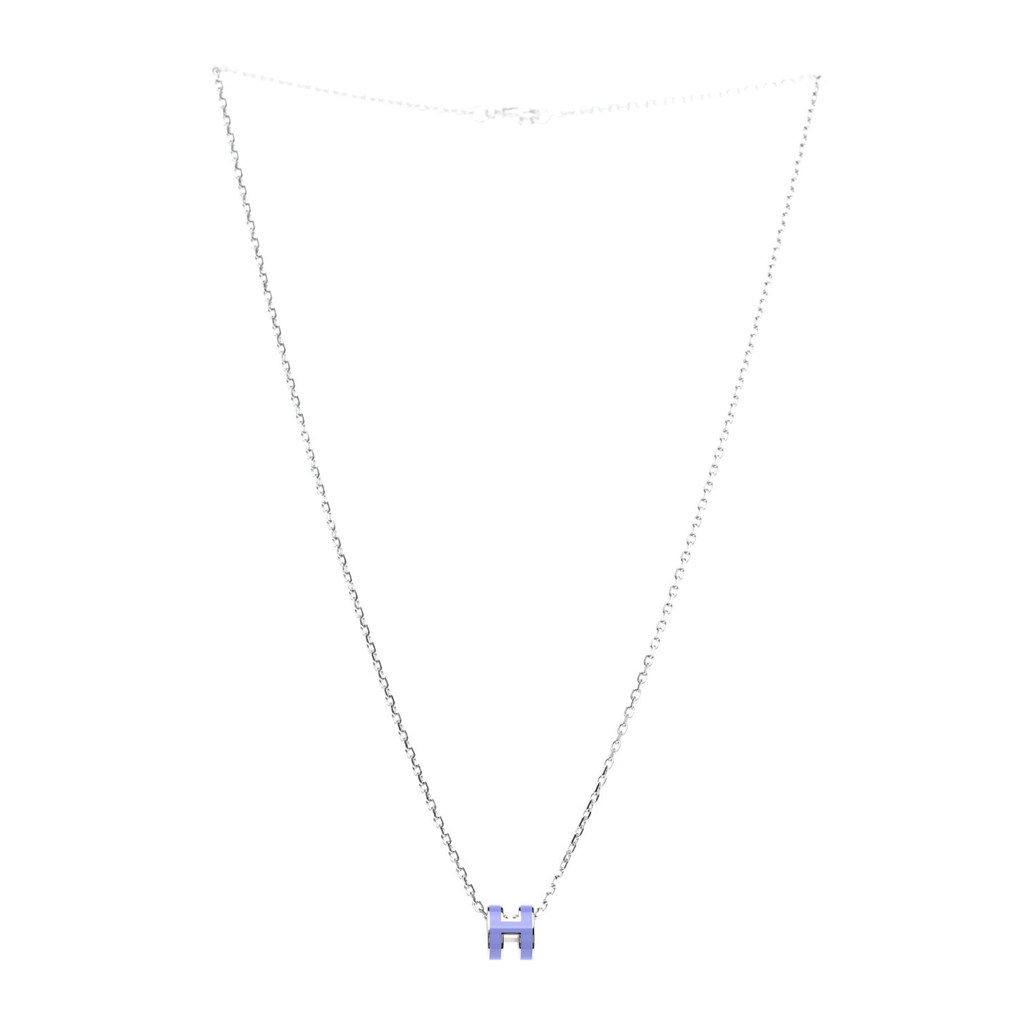 Lacquered Palladium Mini Pop H Pendant Necklace Parme