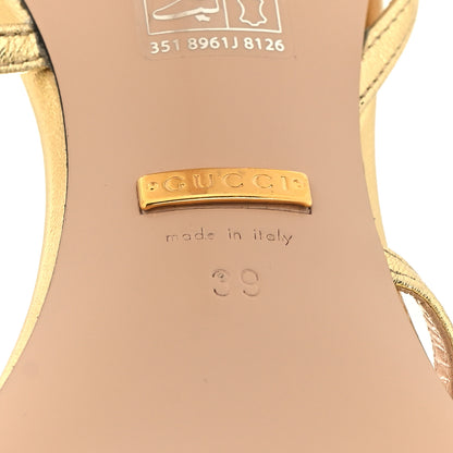 Gucci Metallic Nappa Victoria Strappy Horsebit Sandals 39 Gold 6 of 9