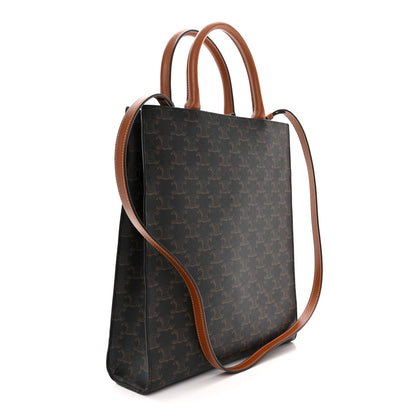 Celine Triomphe Canvas Calfskin Small Vertical Cabas Tan 3 of 10