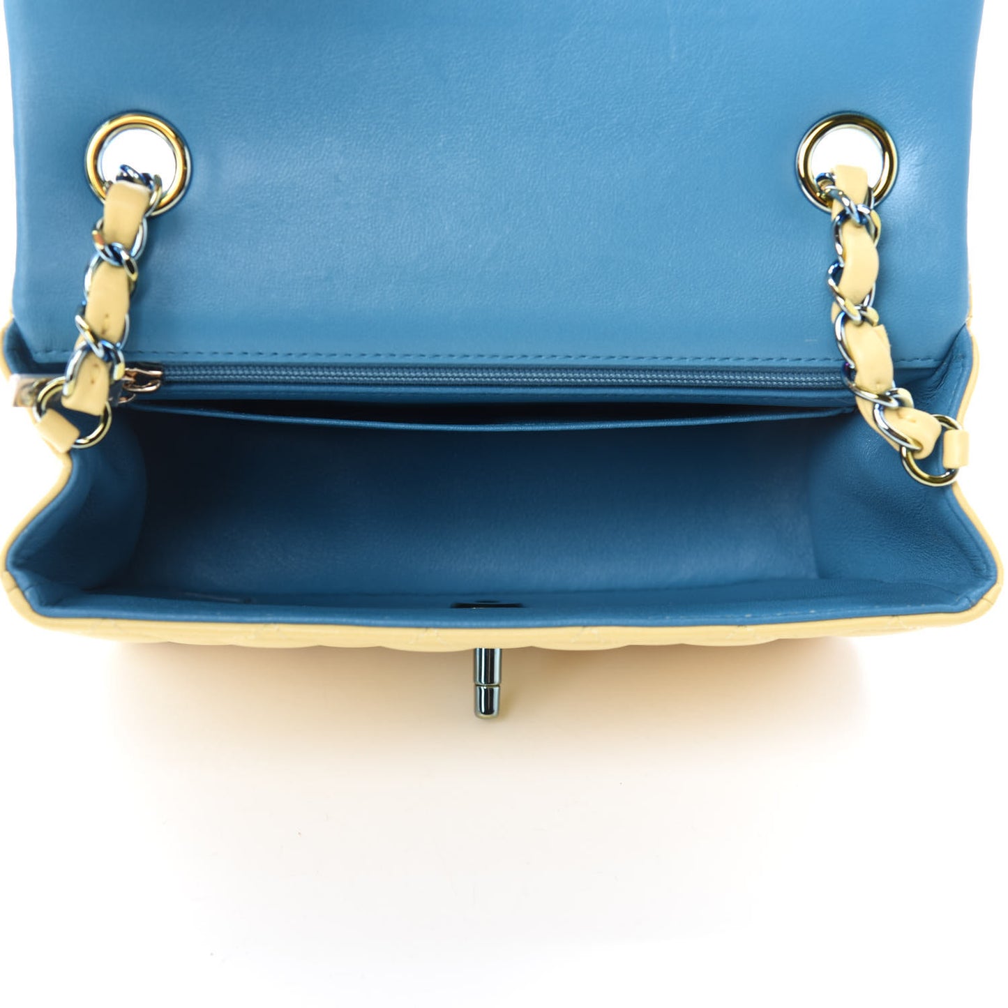 Lambskin Quilted Mini Rectangular Flap Yellow Blue