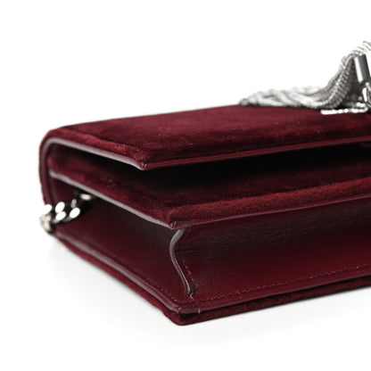 Saint Laurent Velvet Crystal Monogram Kate Tassel Shoulder Bag Burgundy 7 of 8