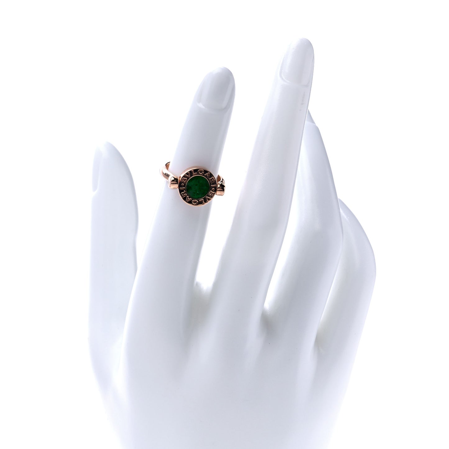 18K Rose Gold Diamond Jade BVLGARI BVLGARI Ring 48 4.5