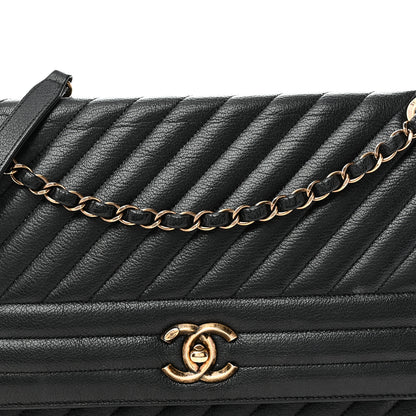 Chanel Shiny Goatskin Diagonal Quilted Large Flap Black 8 of 11