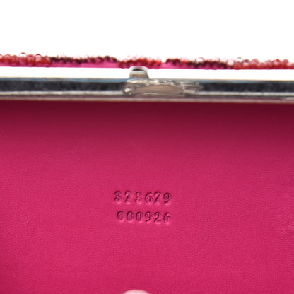 Alexander McQueen Satin Beaded Leopard Skull Box Clutch Red Pink 7 of 10