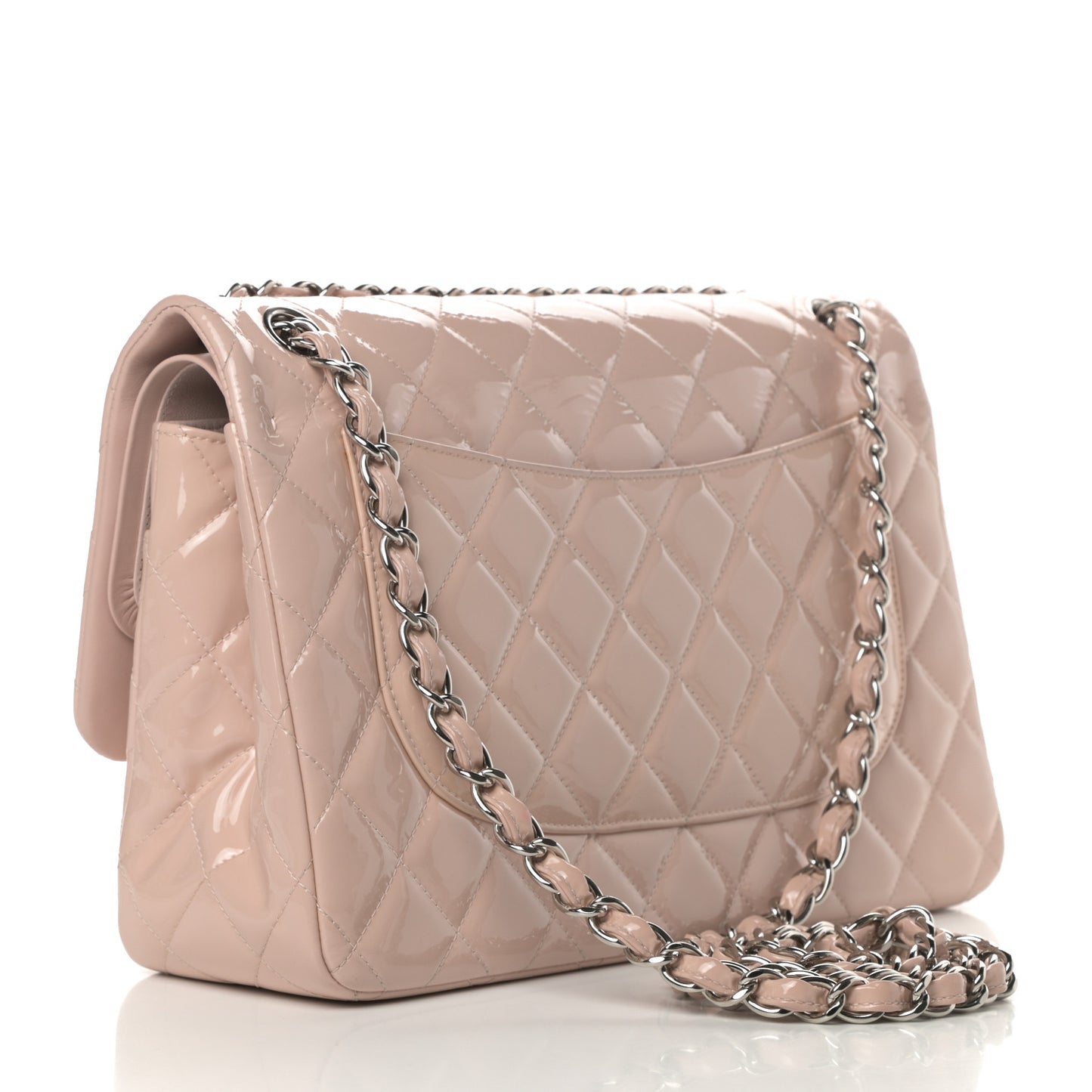 Patent Quilted Jumbo Double Flap Light Pink