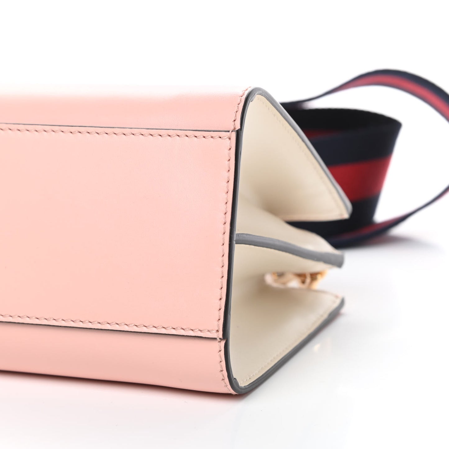 Nappa Bamboo Web Mini Nymphaea Top Handle Bag Perfect Pink Mystic White