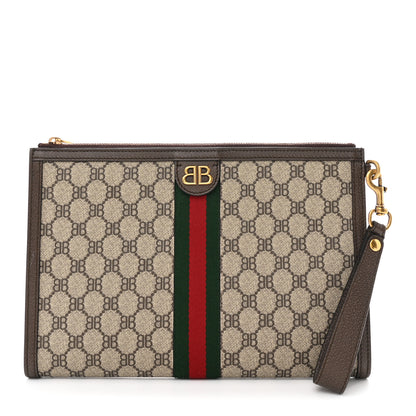 Gucci X BALENCIAGA BB Supreme Monogram Web Ophidia Wristlet Beige New Acero 1 of 8