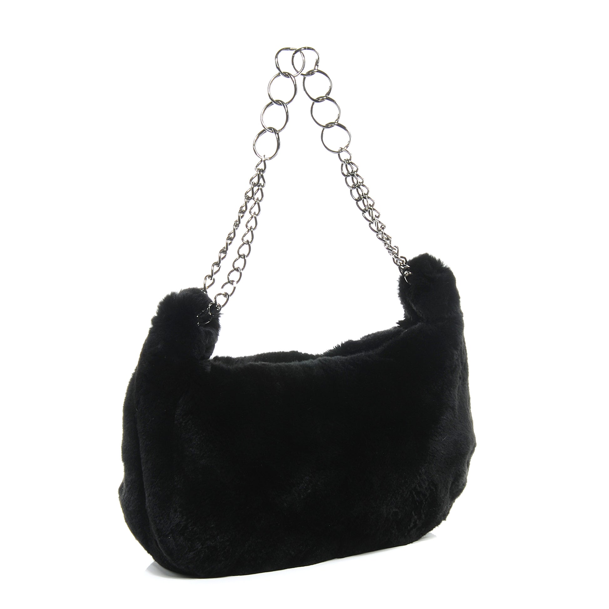 Chanel Rabbit Fur Hobo Black 3 of 7