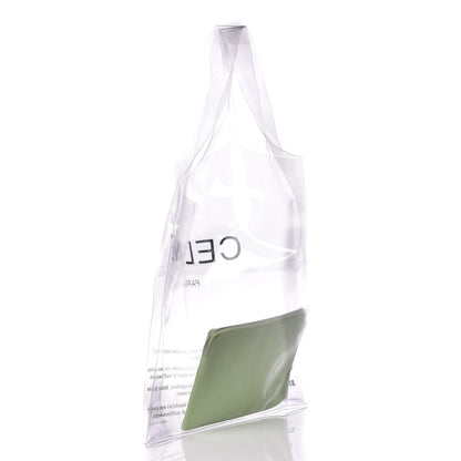 Celine Plastic Bag with Cloudy Lambskin Solo Zip Pouch Clutch Lime 3 of 9