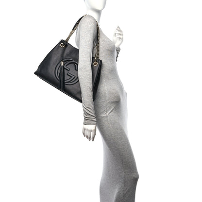 Gucci Pebbled Calfskin Medium Soho Chain Shoulder Bag Black 2 of 10