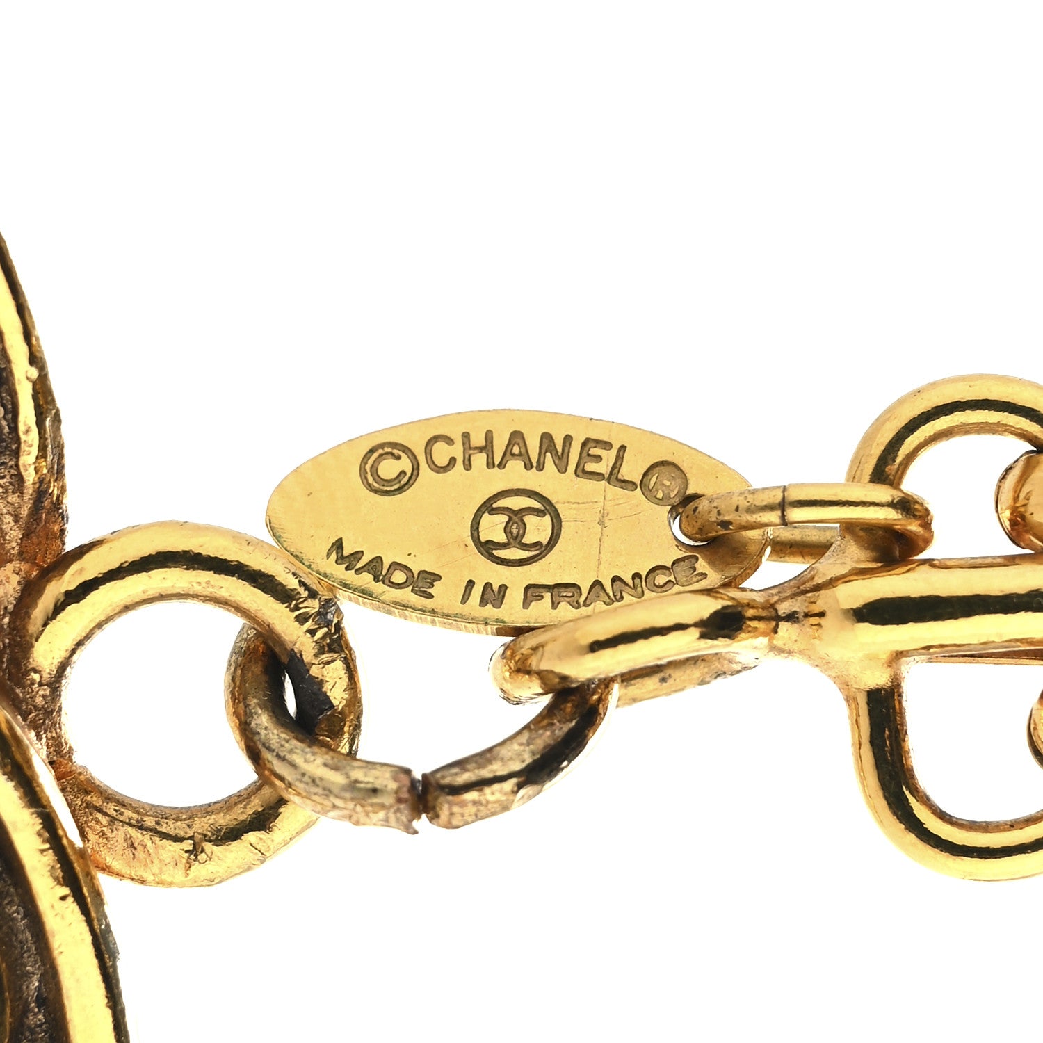 Chanel Metal Quilted CC Key Chain Gold 3 of 4