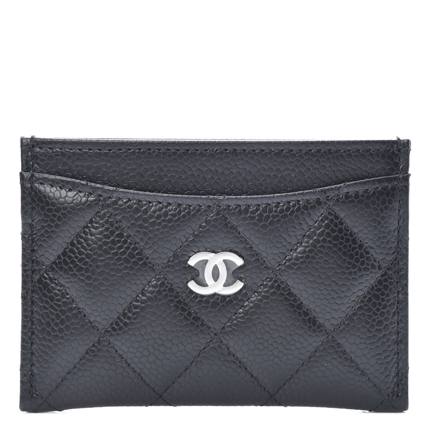 Caviar Quilted Card Holder Black