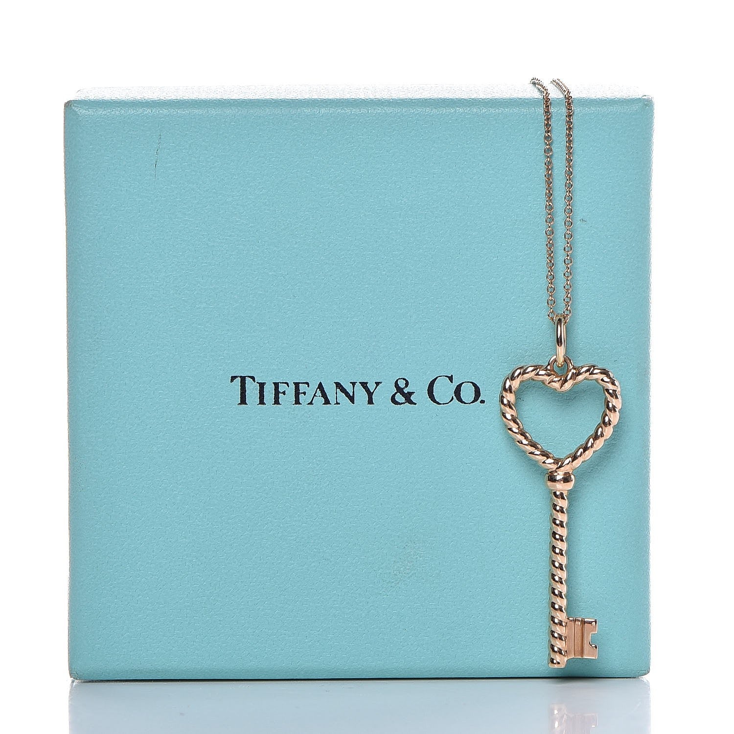 Tiffany 18K Rose Gold Twist Heart Key Pendant Necklace 7 of 7