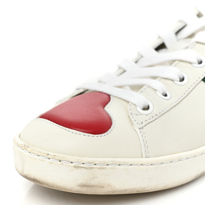 Gucci Calfskin Web Heart Embroidered Womens Ace Sneakers 38 White 10 of 11