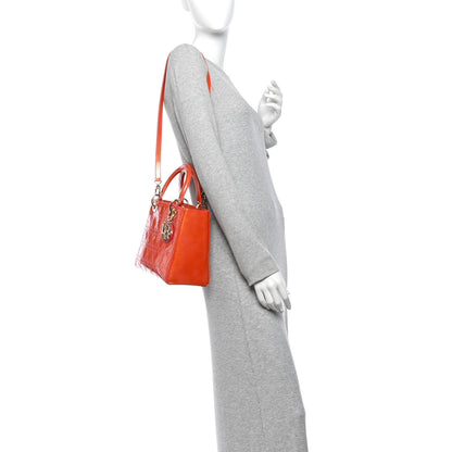 Christian Dior Patent Cannage Stitched Medium Lady Dior Orange 2 of 17