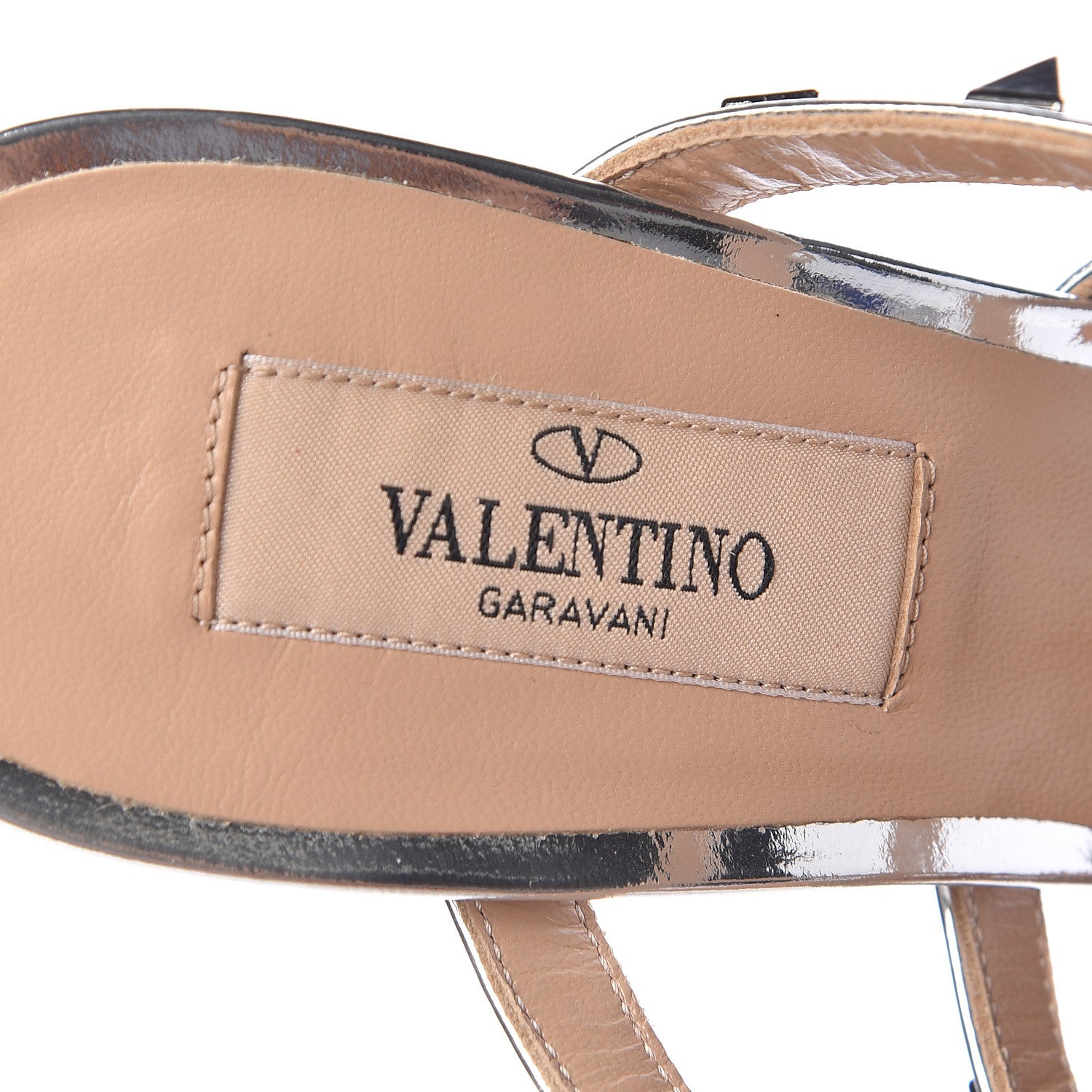 Valentino Garavani Metallic Pebbled Calfskin Rockstud 90mm Cage Mules 37 Silver 7 of 9