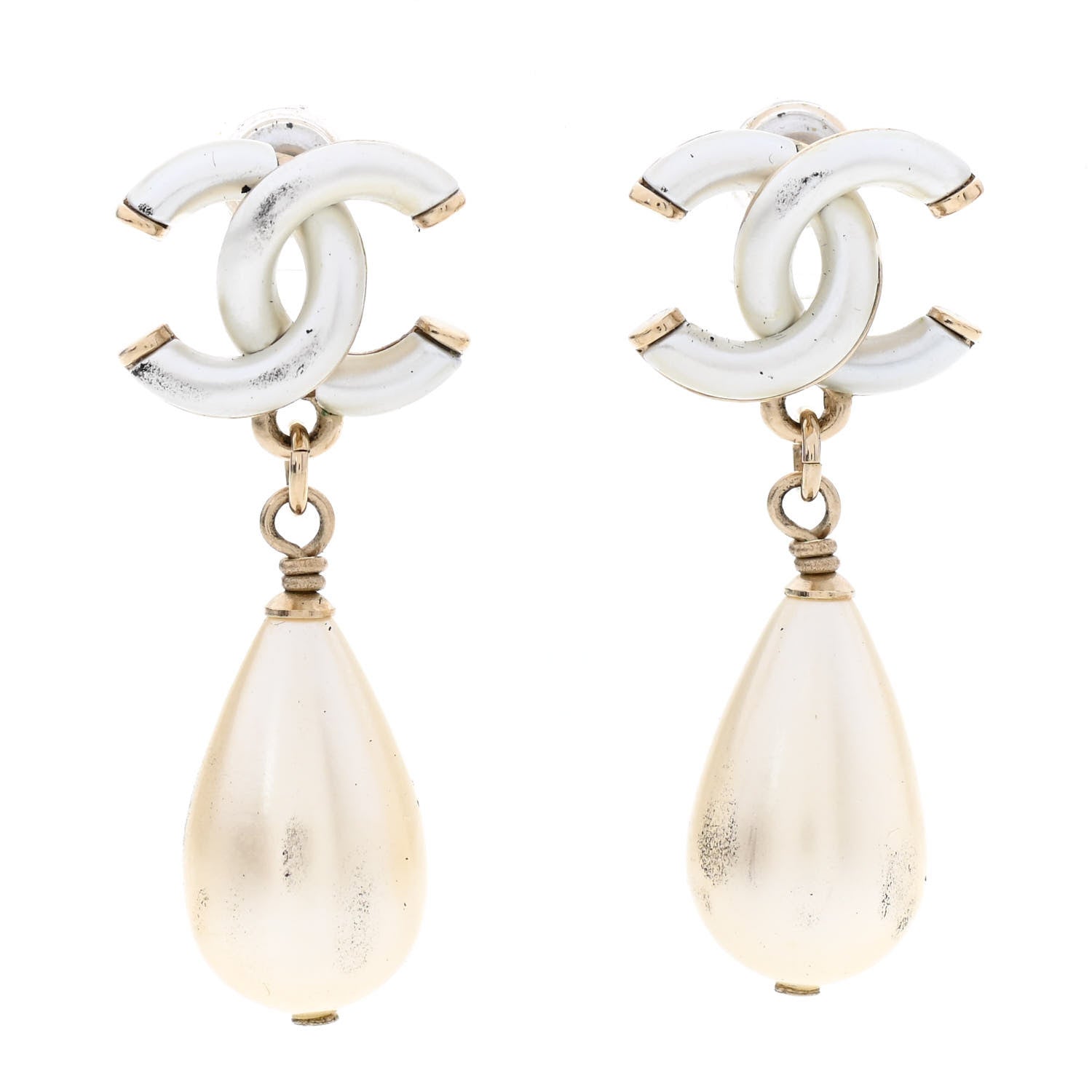 Chanel Pearl CC Drop Earrings Gold 1 of 5