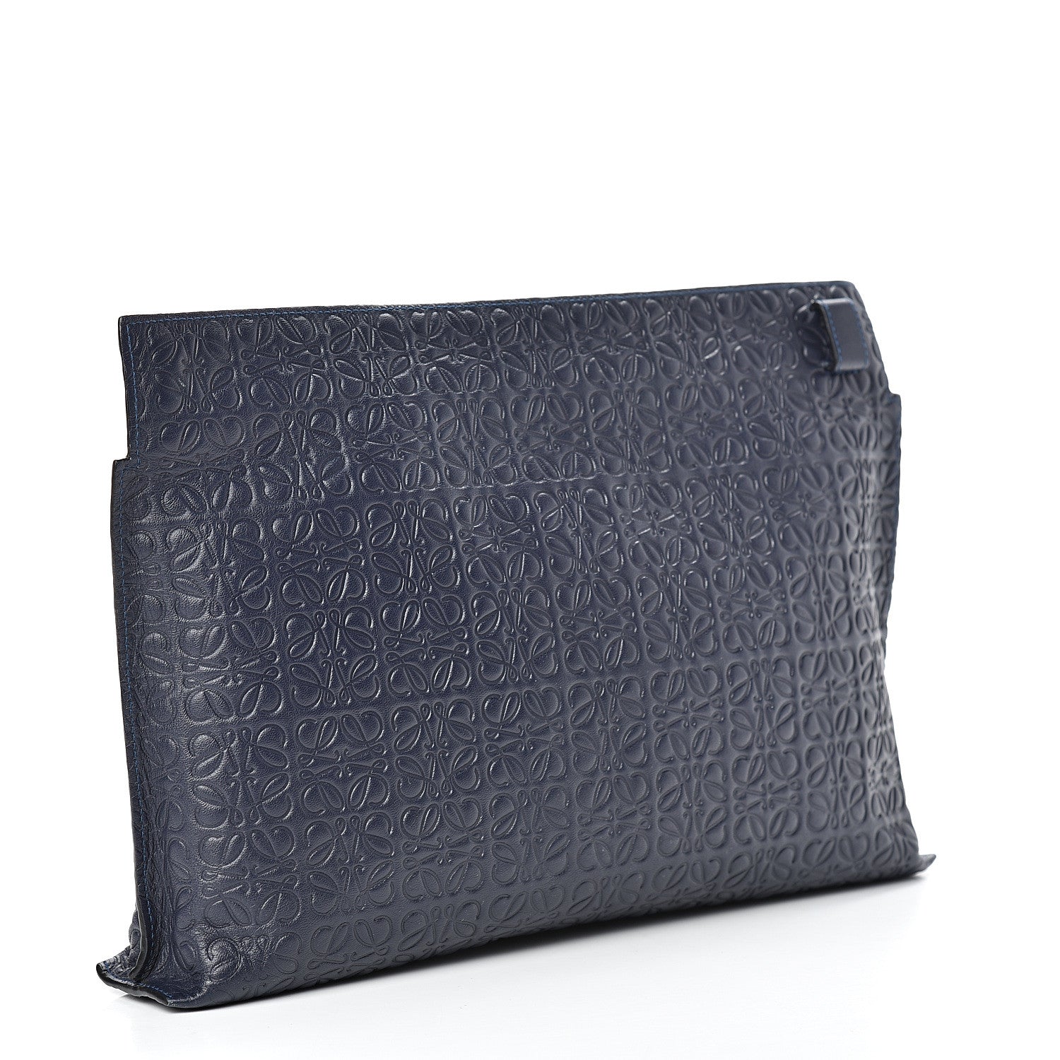 Loewe Calfskin Embossed Repeat T Pouch Navy 2 of 9
