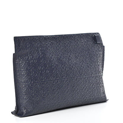 Loewe Calfskin Embossed Repeat T Pouch Navy 2 of 9
