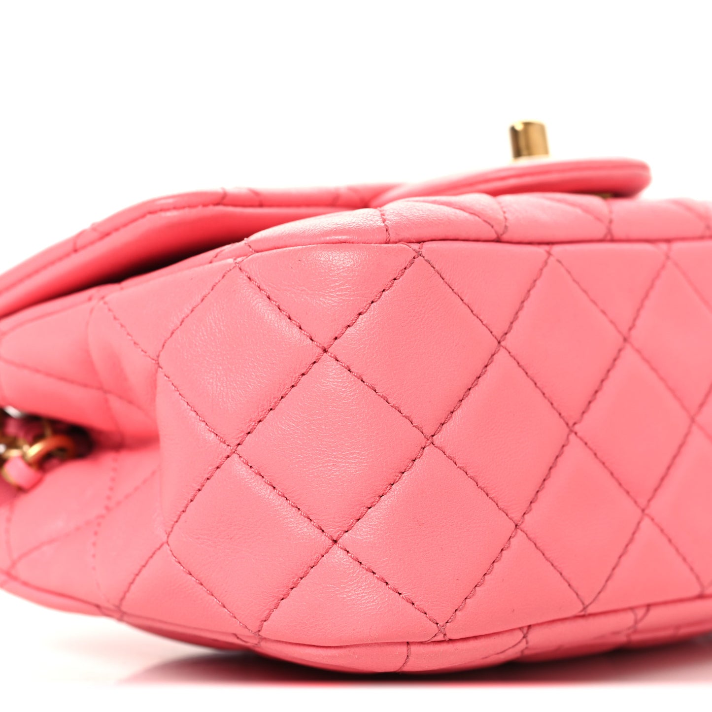 Lambskin Quilted Mini Pearl Crush Flap Pink