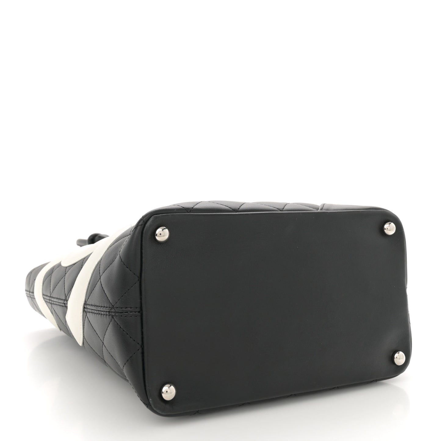 Calfskin Quilted Medium Cambon Tote Black White