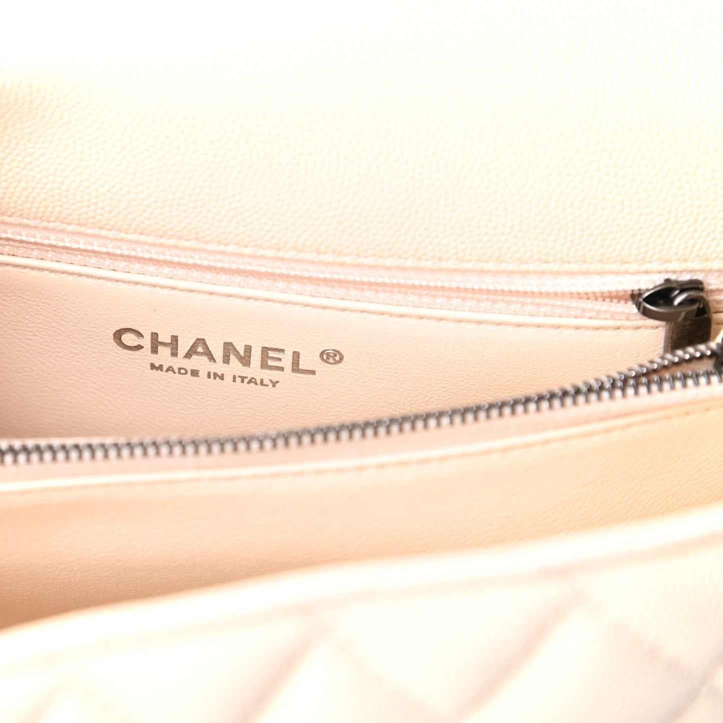 Caviar Lizard Quilted Medium Coco Handle Flap White