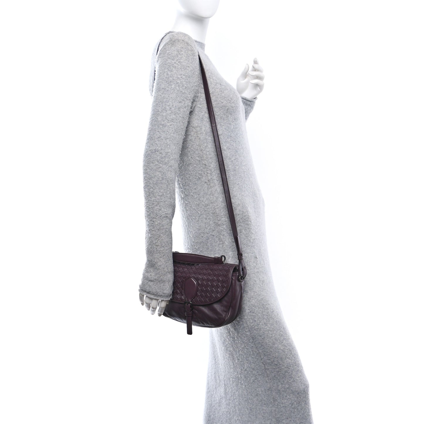 Nappa Intrecciato Double Sided Crossbody Bag Aubergine