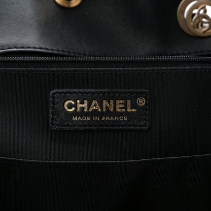 Chanel Shearling Sequin Tweed Shopper Tote Black 6 of 11