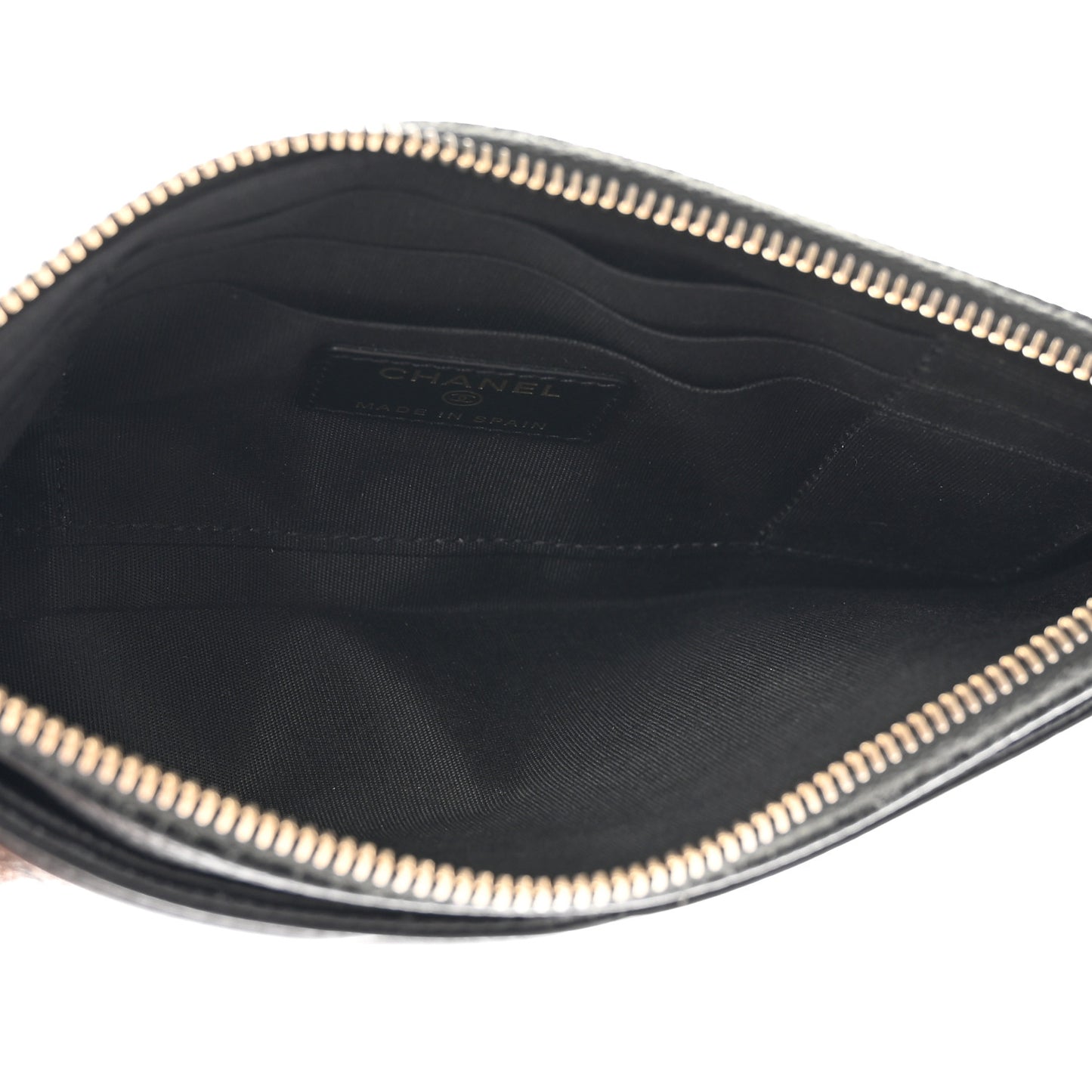 Caviar Quilted Filigree Zip Pouch Black