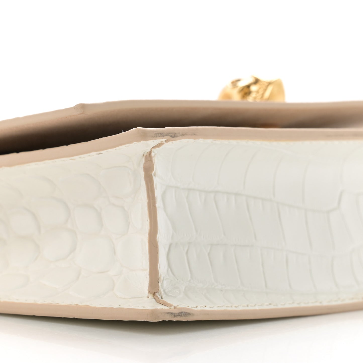 Calfskin Crocodile Embossed Skull Mini Crossbody Bag White