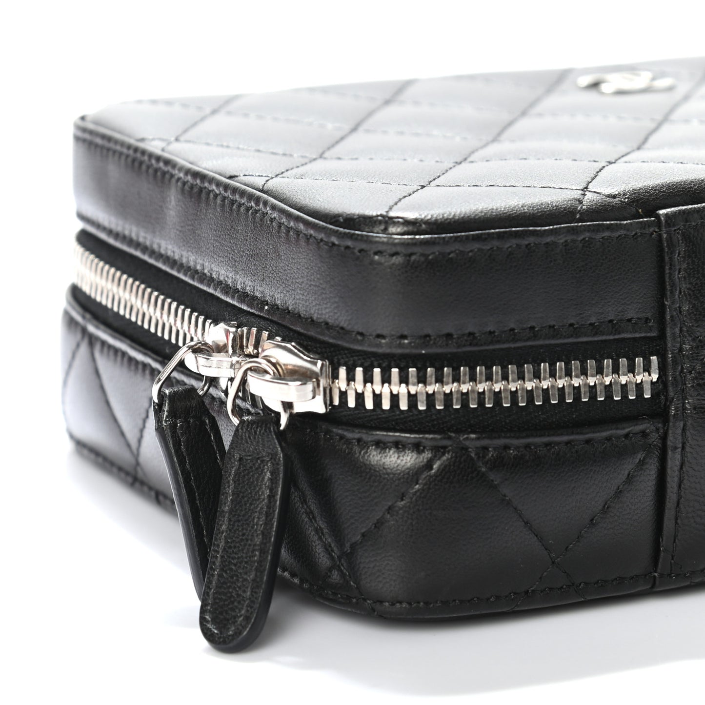 Lambskin Quilted Jewelry Case Black