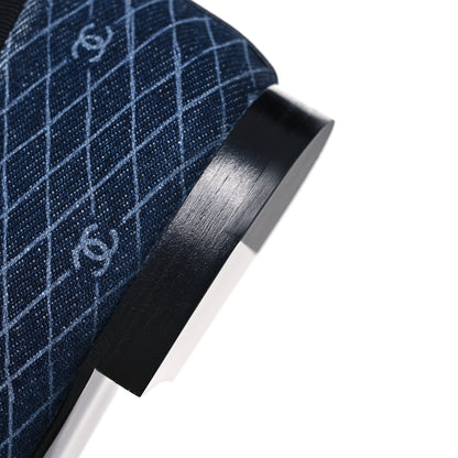 Chanel Denim Printed Quilt CC Cap Toe Ballerina Flats 38.5 Navy Blue Dark Grey 10 of 12