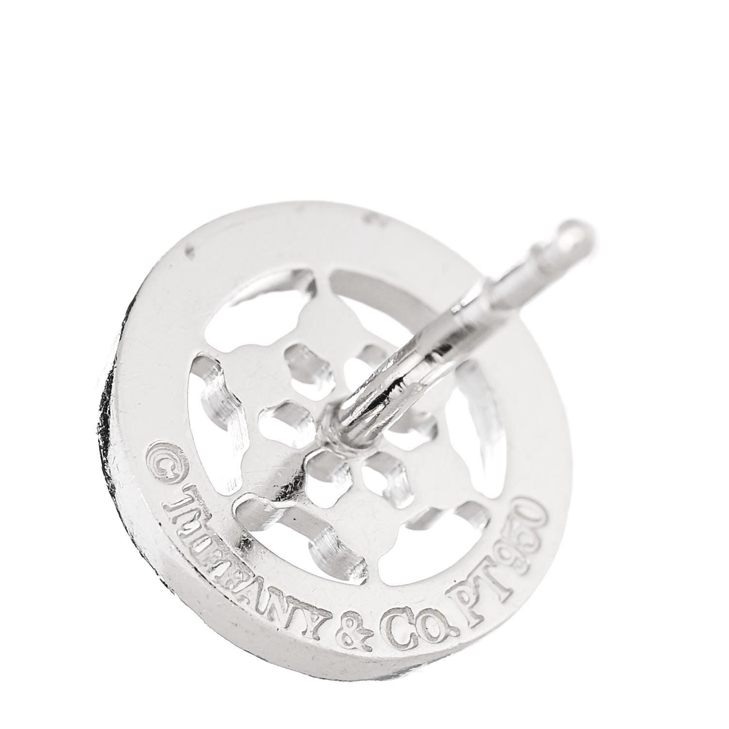 Tiffany Platinum Diamond .30ct Circle Stud Earrings 4 of 4
