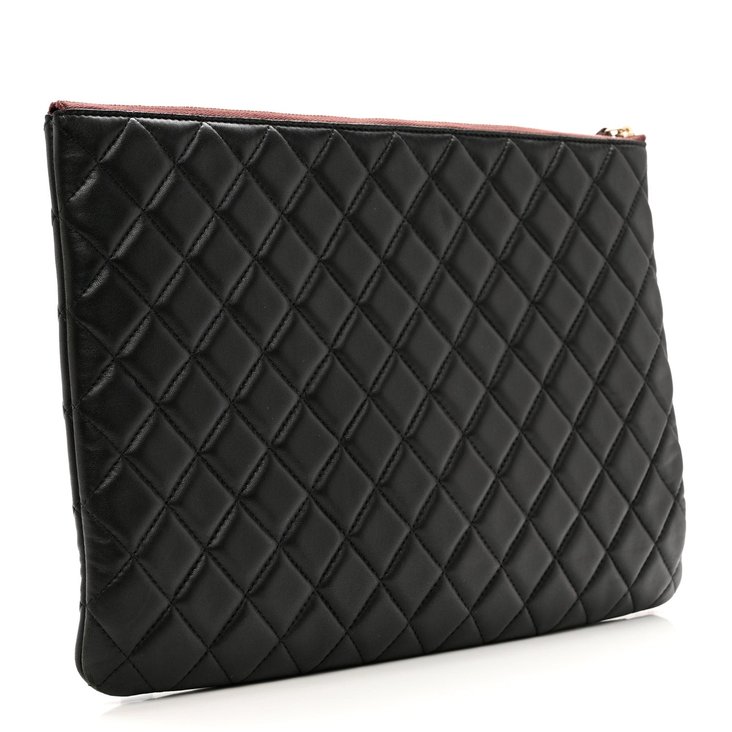 Lambskin Quilted Large Cosmetic Case Black