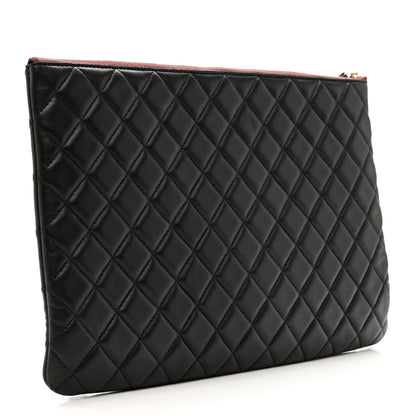 Chanel Lambskin Quilted Large Cosmetic Case Black 2 of 9