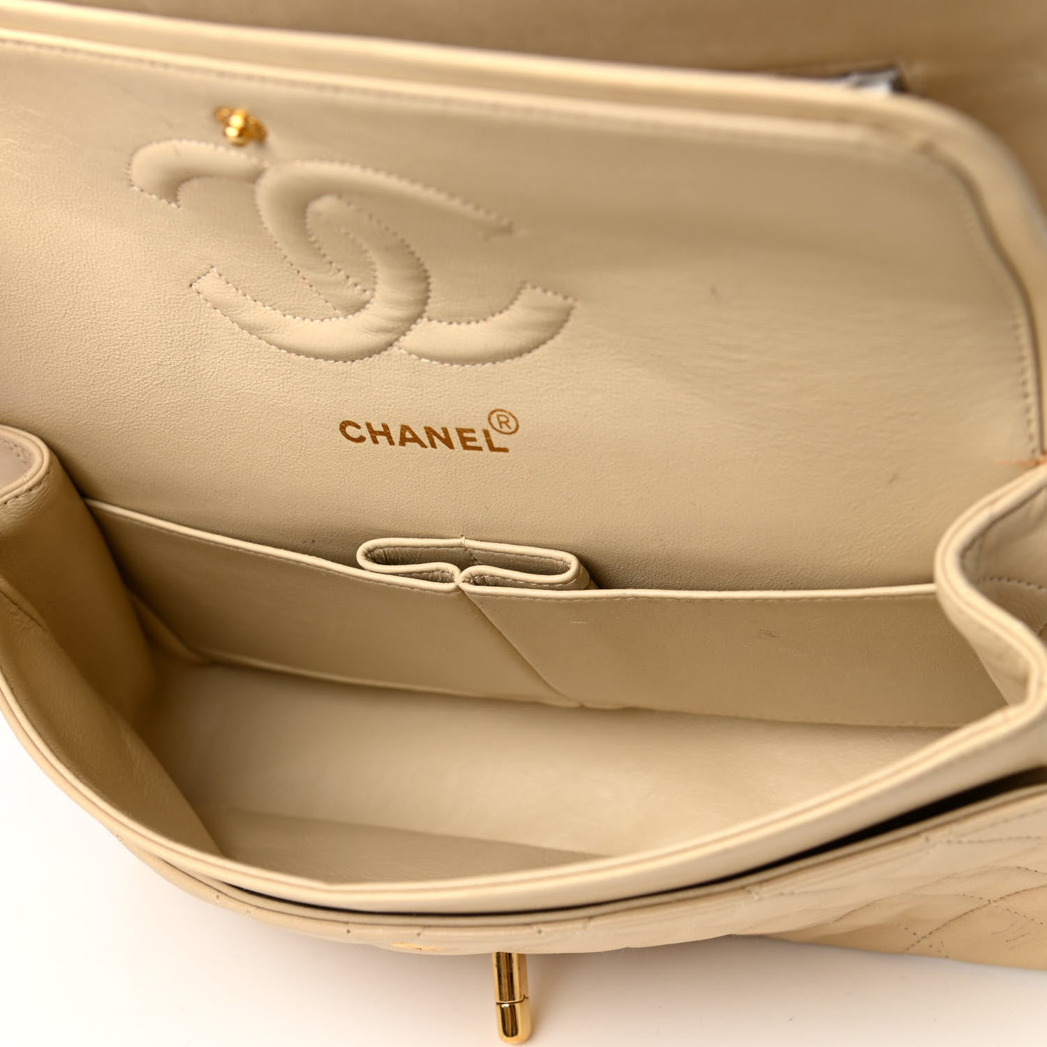 Chanel Lambskin Quilted Medium Double Flap Light Beige 5 of 12