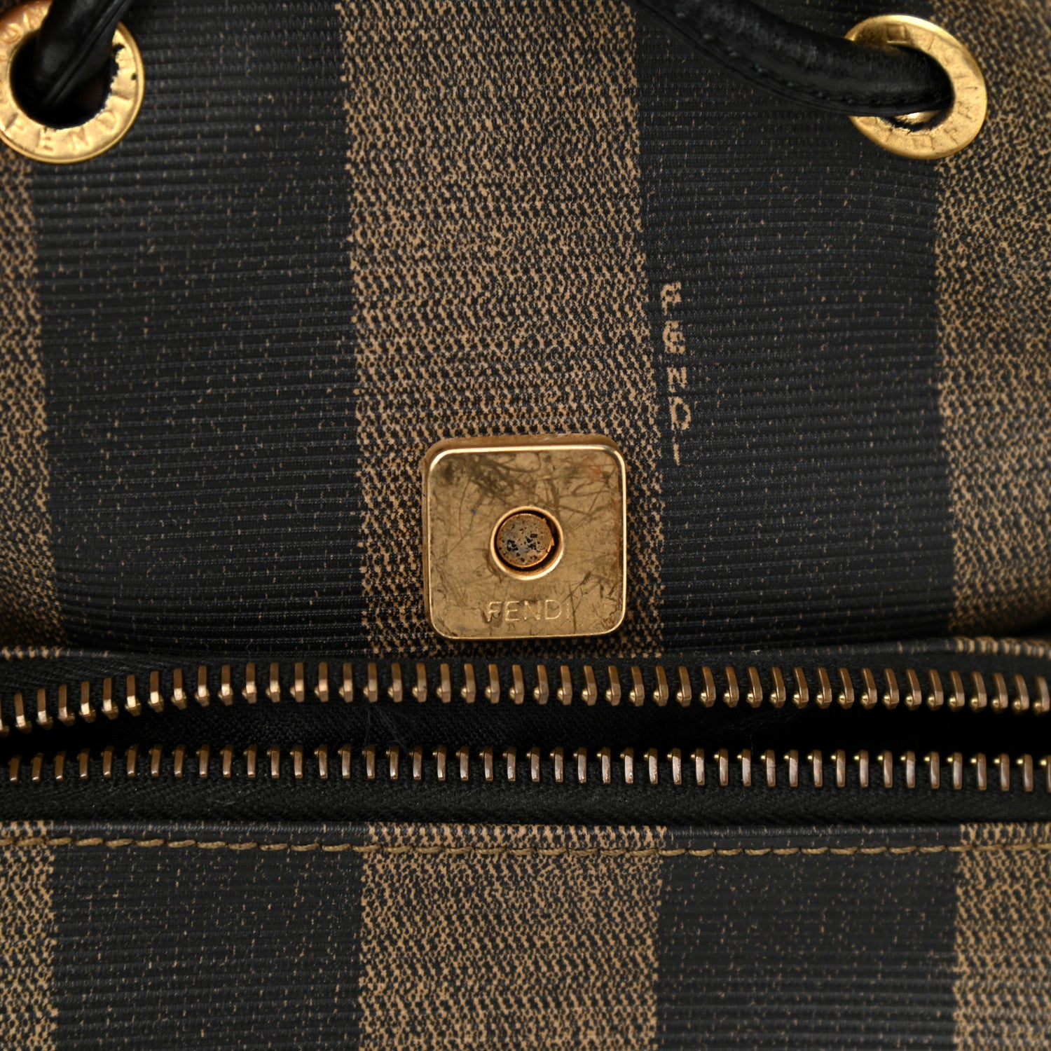 Fendi Coated Canvas Pequin Drawstring Backpack Tobacco 11 of 11