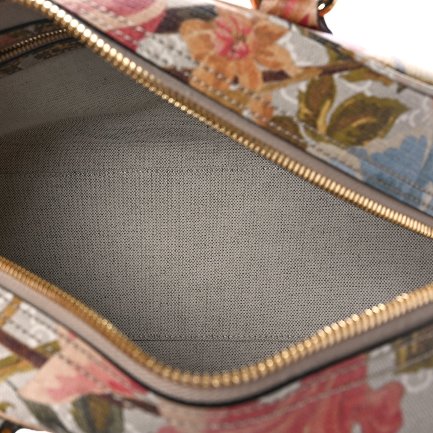 GG Supreme Monogram Water Flora Web Medium Ophidia Top Handle Bowler Bag Beige White Multicolor
