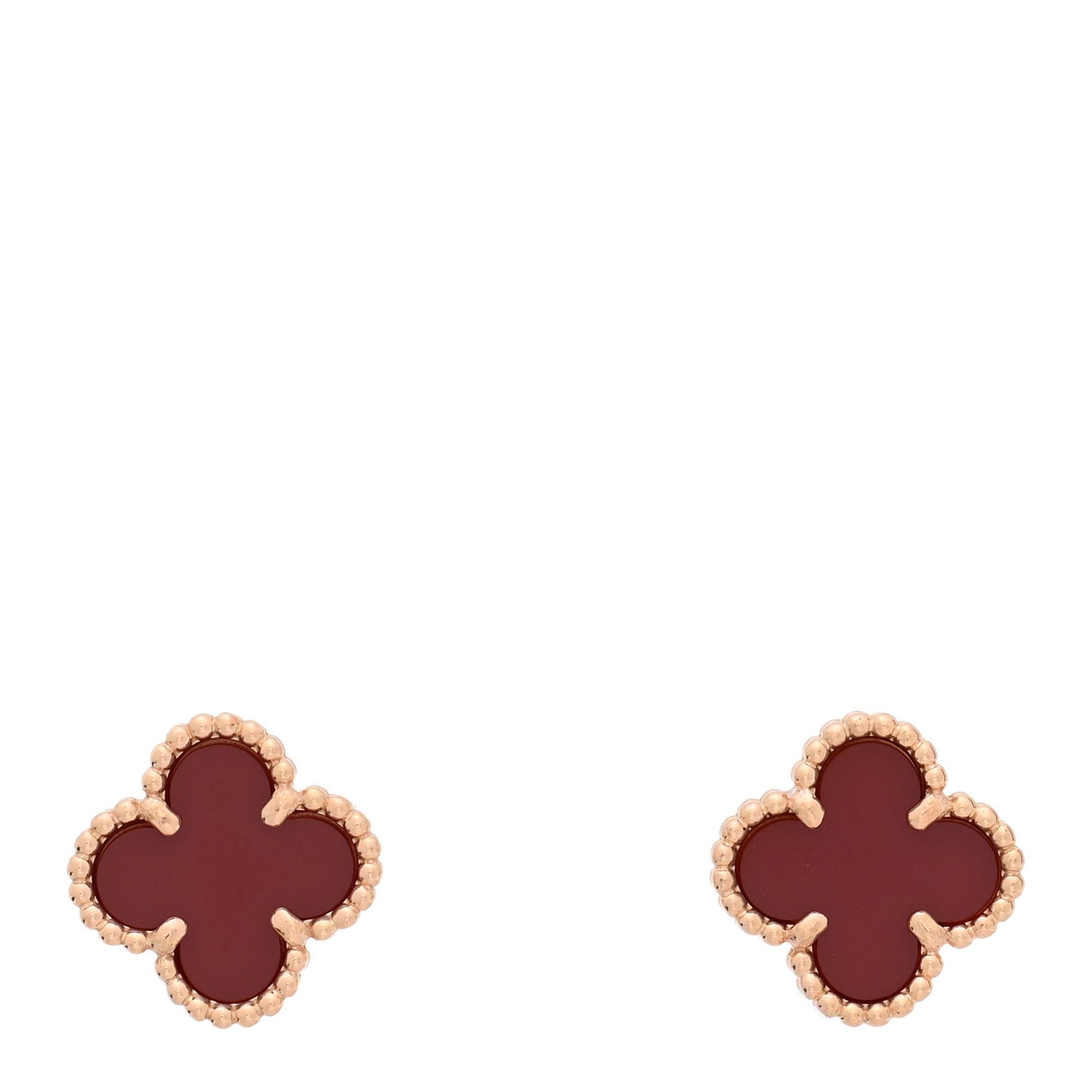 18K Rose Gold Carnelian Sweet Alhambra Earrings