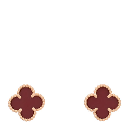 Van Cleef & Arpels 18K Rose Gold Carnelian Sweet Alhambra Earrings 1 of 5