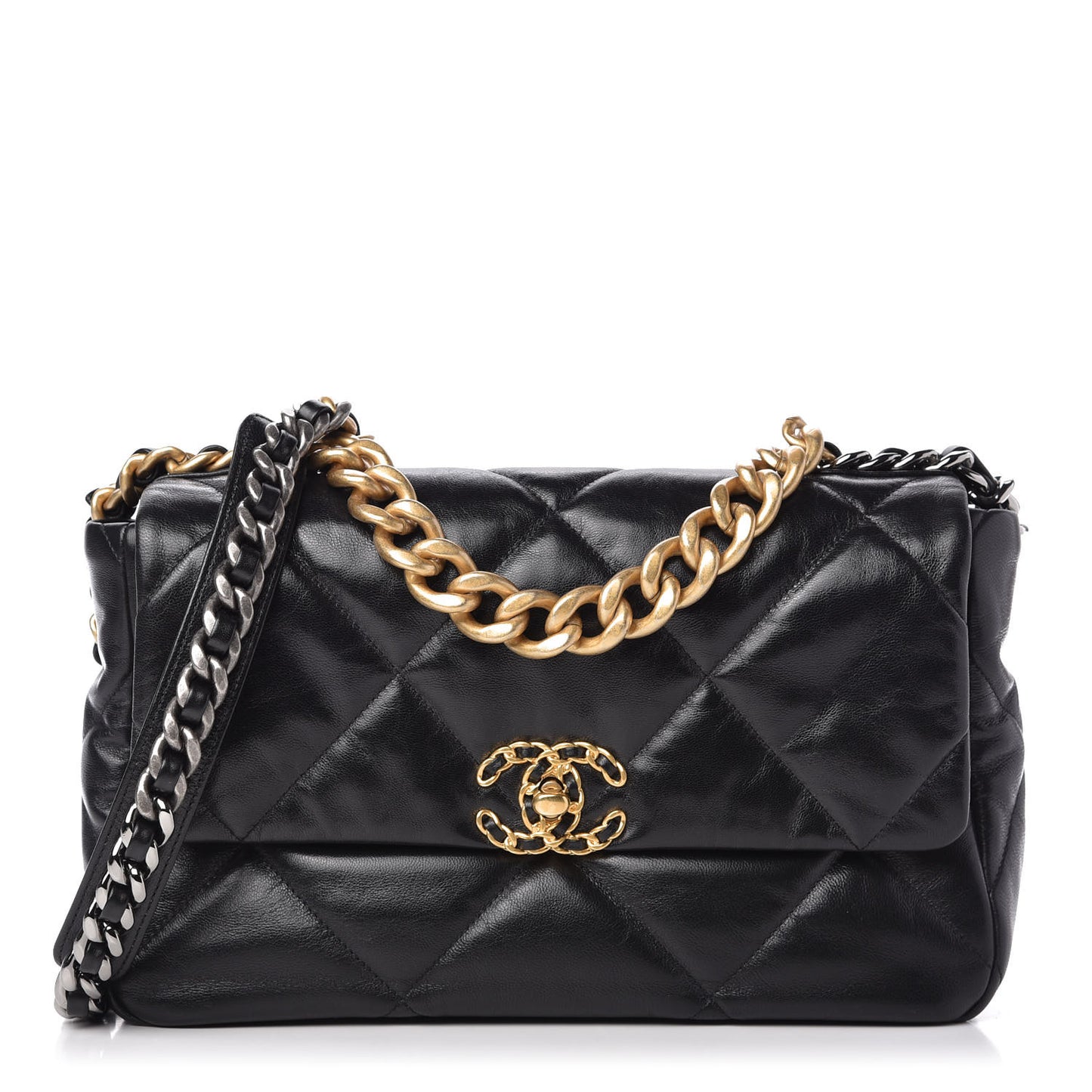 Goatskin Quilted Large Chanel 19 Flap Black