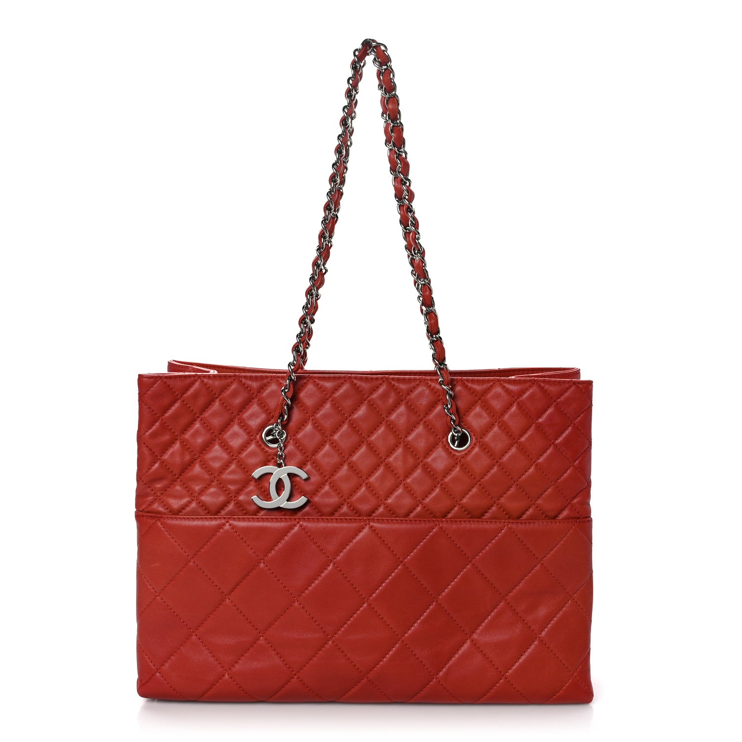 Chanel Calfskin Quilted Large In the Business Tote Red 1 of 9