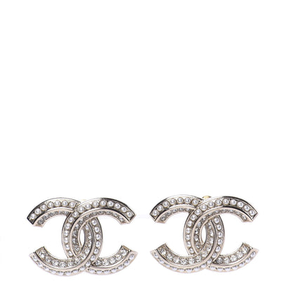 Chanel Crystal Pearl Chain Mania CC Earrings Gold 1 of 5