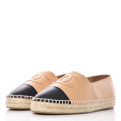 Chanel Lambskin CC Espadrilles 39 Beige Black 3 of 10