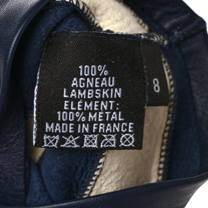 Chanel Lambskin Fingerless Gloves 8 Navy White 4 of 6