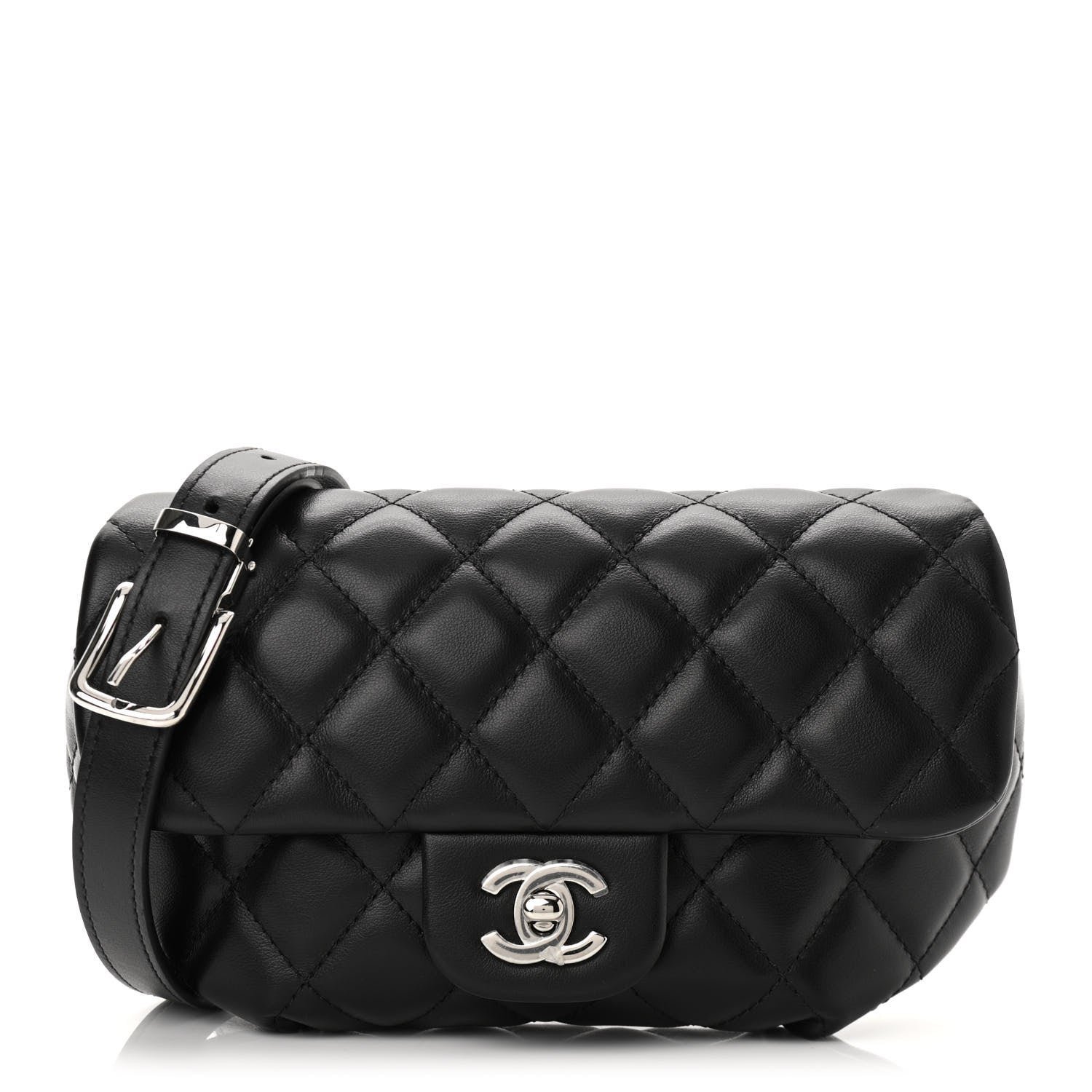 Chanel Calfskin Quilted CC Uniform Flap Belt Bag Black 1 of 10